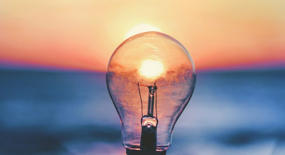 a bulb with the sunset background